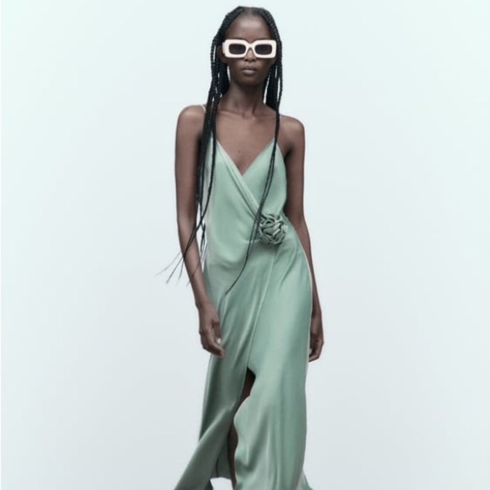 Zara Flower Midi Slip Dress SMALL